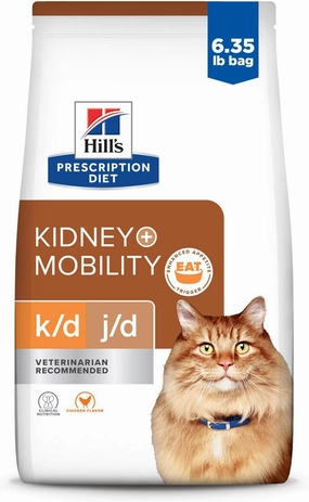 Hill's Prescription Diet k/d   j/d Kidney   Mobility Chicken Flavor Dry Cat Food, Veterinary Diet, 6.35 lb. Bag