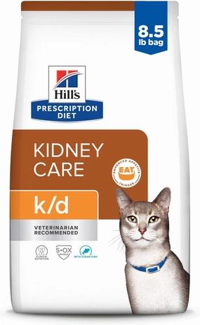 Hill's Prescription Diet k/d Kidney Care Ocean Fish Dry Cat Food, Veterinary Diet, 8.5 lb. Bag