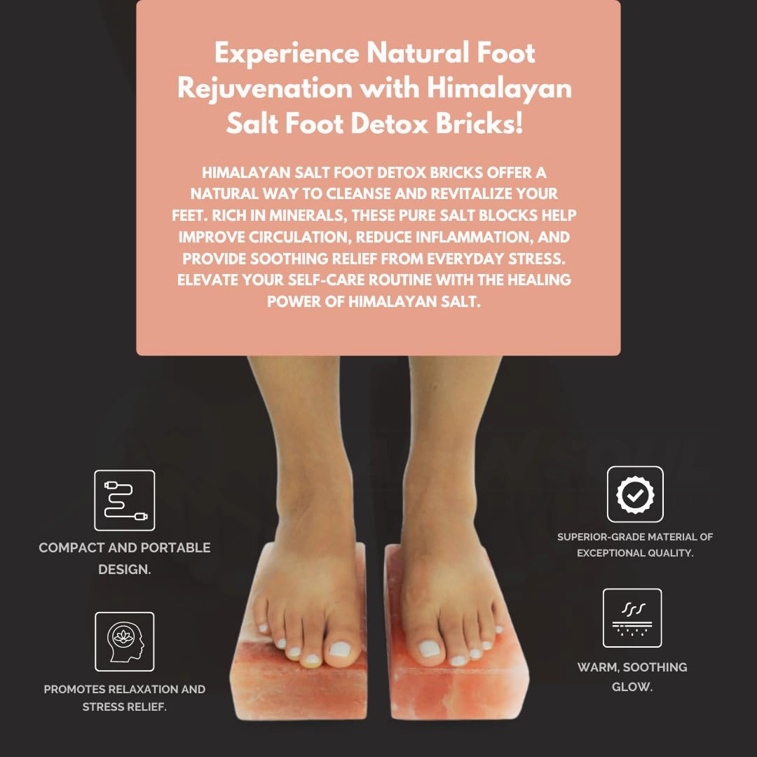 Himalayan Salt Foot Detox Bricks – 8x4x2 Set of 2, Rock Salt Detoxification Block, Pink Salt Block for feet and hands.