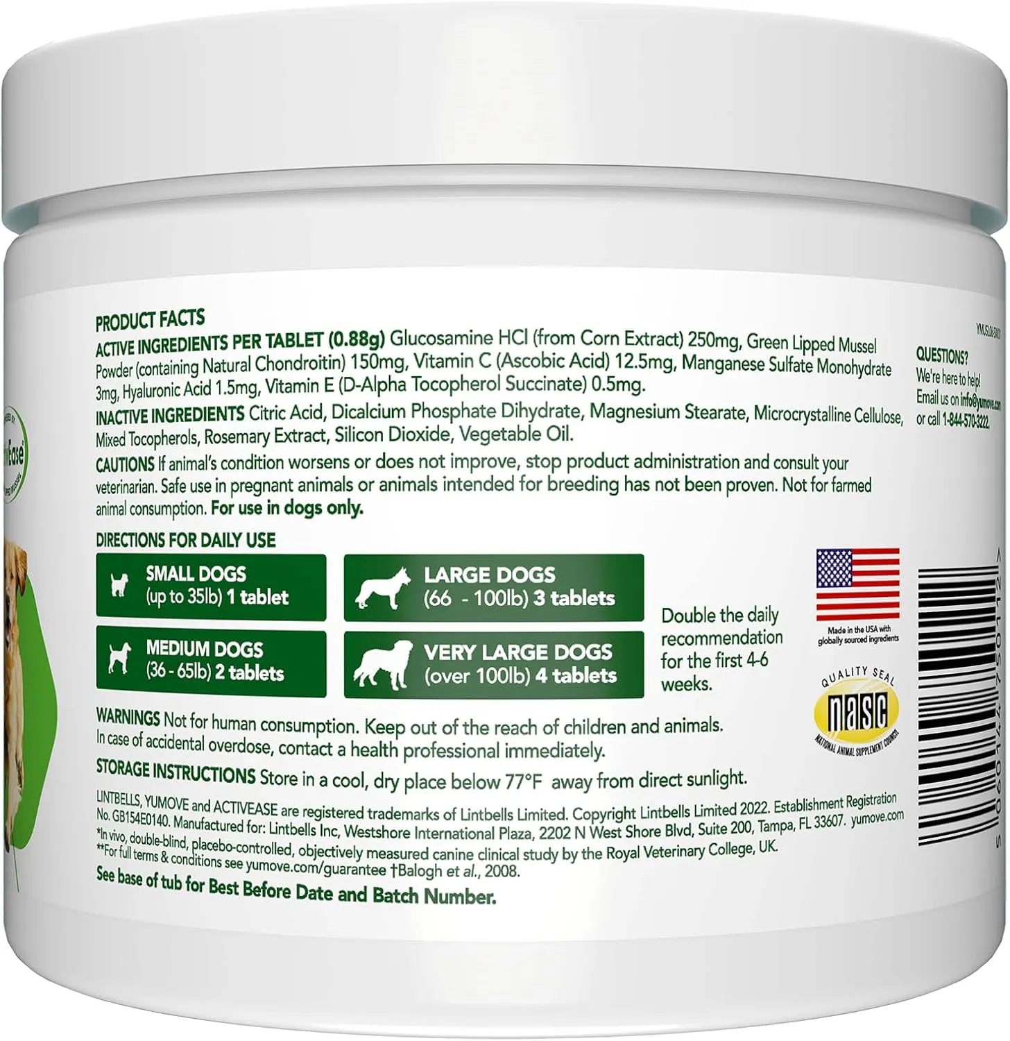 Hip and Joint Supplement for Dogs with Glucosamine Chondroitin, Omega 3, Hyaluronic Acid, & Green Lipped Mussel - Dog Joint Supplement - for Adult Dogs 300 Tasty Chewable Tablets