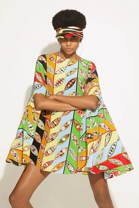 Hiyan Creation Stylish Beach Wear Colorful Printed Women Split neck Short Kaftan, Silk Crepe Islamic Printed Striped, Designer Printed Caftan Silk Kaftans