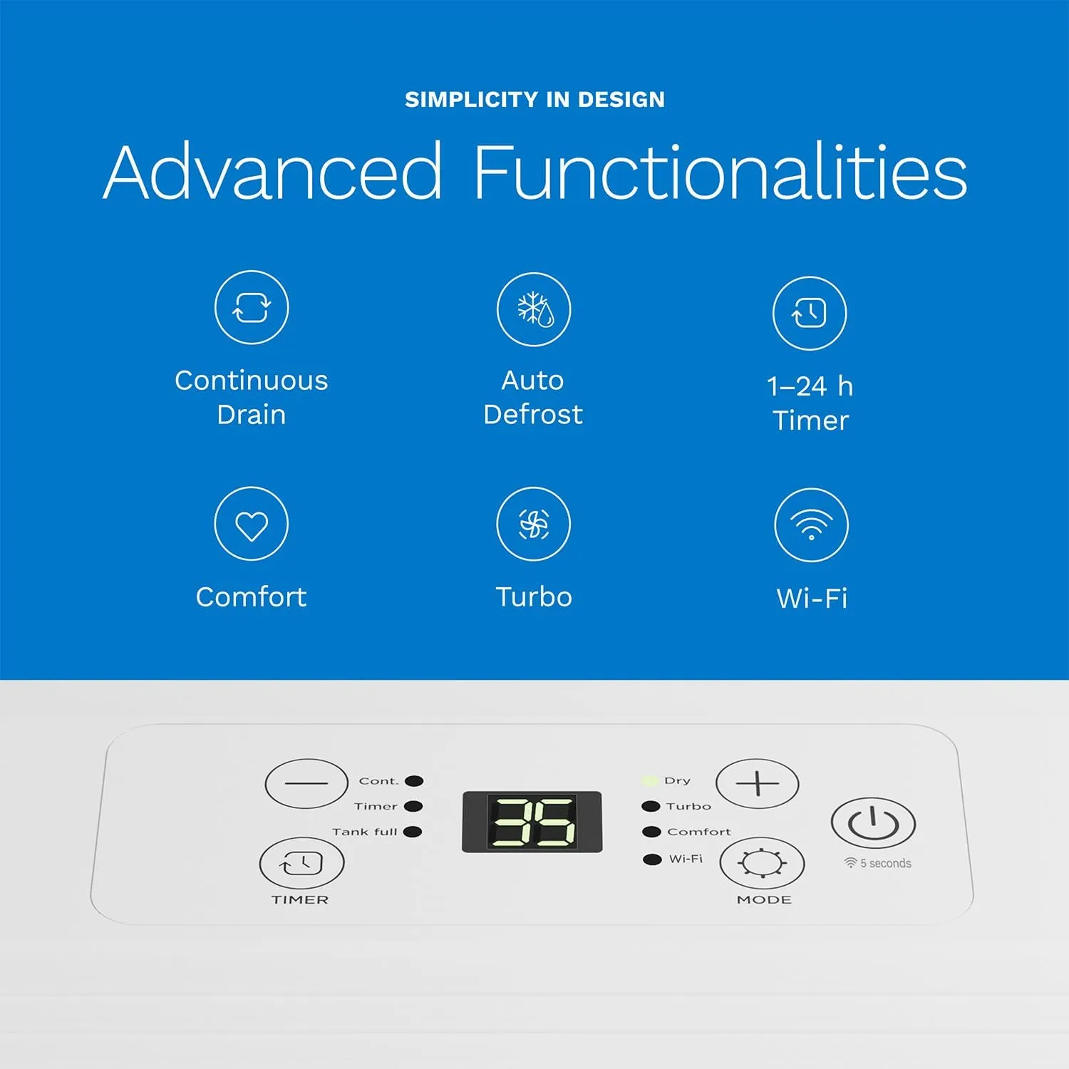 hOmeLabs 1,000 Sq. Ft Portable Wi-Fi Dehumidifier – 8 Pint, Ultra Quiet & Compact for Home, Bedroom, Bathroom & Office – Smart Humidity Control with Drain Hose Included