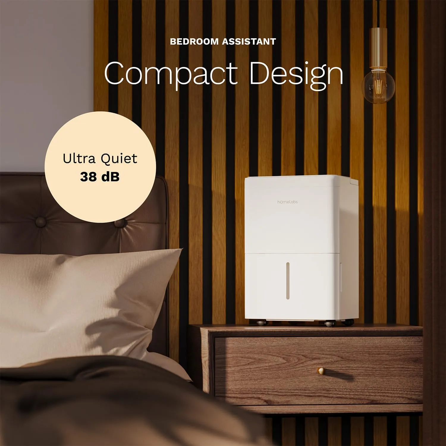 hOmeLabs 1,000 Sq. Ft Portable Wi-Fi Dehumidifier – 8 Pint, Ultra Quiet & Compact for Home, Bedroom, Bathroom & Office – Smart Humidity Control with Drain Hose Included