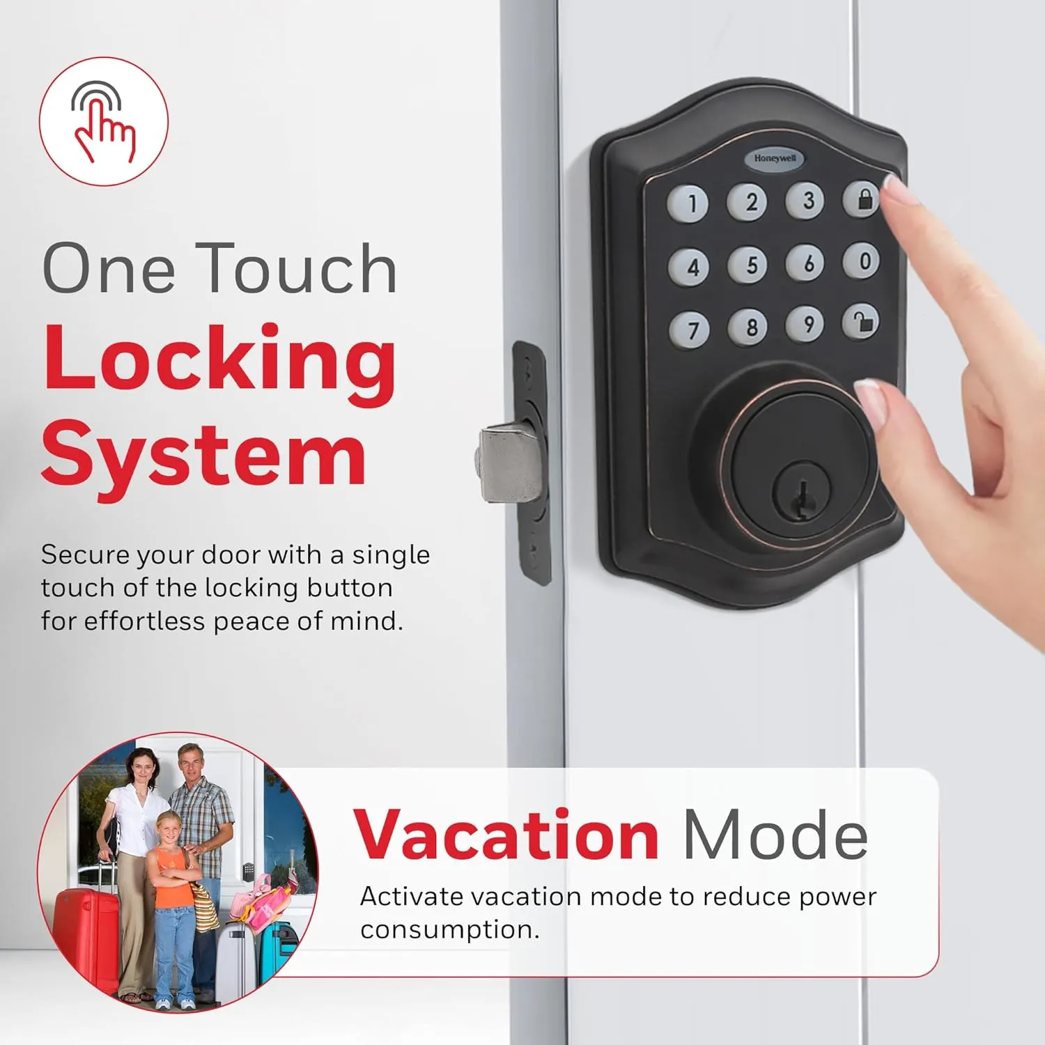 Honeywell Safes & Door Locks - Keyless Entry Door Lock with Smart Electronic Keypad Deadbolt - Easy Installation & 50 Different Pin Codes - Auto Lock - Oil Rubbed Bronze - 2.9 x 2 x 6.2 in - 8712409