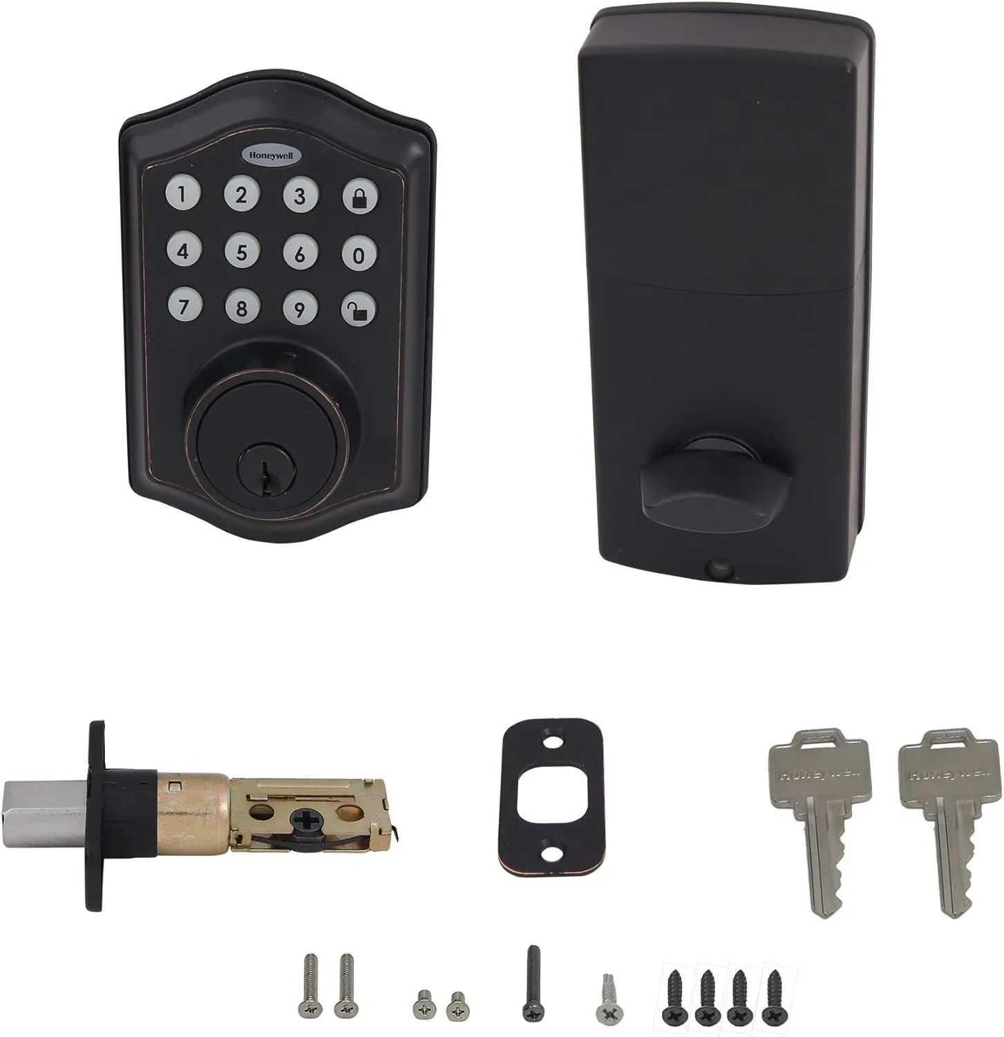 Honeywell Safes & Door Locks - Keyless Entry Door Lock with Smart Electronic Keypad Deadbolt - Easy Installation & 50 Different Pin Codes - Auto Lock - Oil Rubbed Bronze - 2.9 x 2 x 6.2 in - 8712409