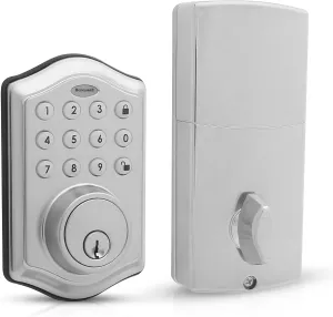 Honeywell Safes & Door Locks - Keyless Entry Door Lock with Smart Electronic Keypad Deadbolt - Easy Installation & 50 Different User Pin Codes - Auto Lock - Satin Nickel - 2.9 x 2 x 6.2 in - 8712309