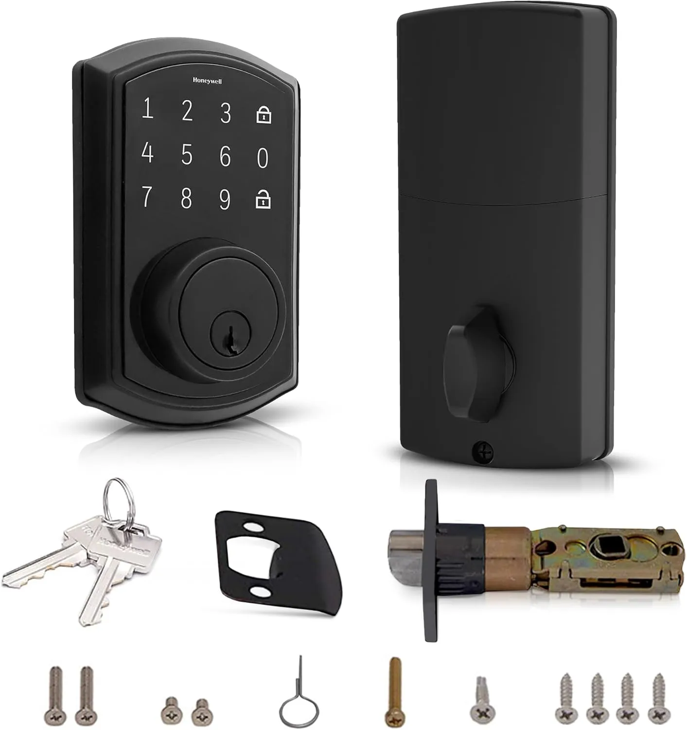 Honeywell Safes & Door Locks - Keyless Entry Door Lock with Touch Screen Keypad Deadbolt - Electronic Smart Lock with One-Touch Locking & 50 Different User Codes - 9 x 5 x 8 In - Matte Black, ‎8635004