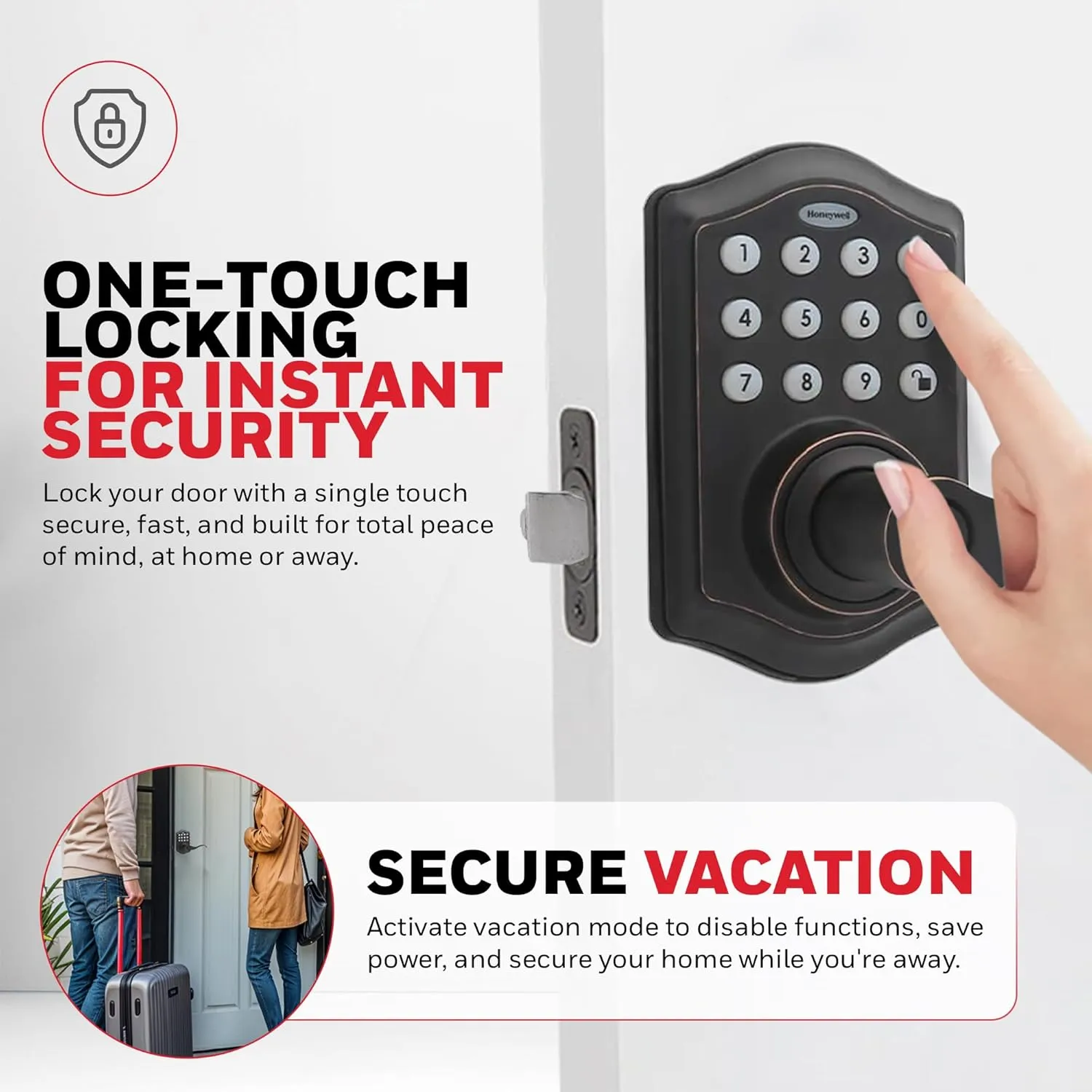 Honeywell Safes & Door Locks - Keyless Entry Lever Door Lock Handle with Electronic Keypad - Easy to Install Front Door Lock with 50 User Pin Codes - Oil Rubed Bronze, 6.5 x 8.8 x 9 in - 8734401