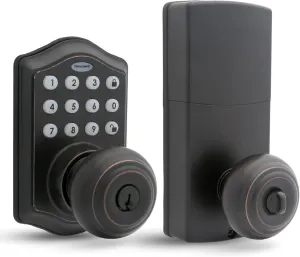 Honeywell Safes & Door Locks - Keyless Entry Smart Electronic Door Knob Lock with Digital Keypad - 50 Different User Pin Codes - Auto Lock & 1 Touch Locking - Oil Rubbed Bronze, 6.5x8.8x9 in - 8732401