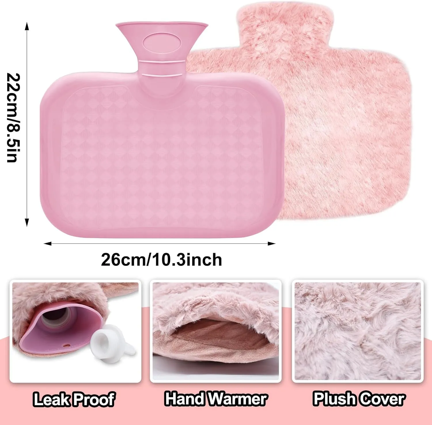 Hot Water Bottle Hot Water Bag with Soft Cover, 1500 ML, Ideal for Winter Bed Hand Warmer, Back, Neck and Shoulders Pain Relief, Birthday, Christmas Gifts for Kids, and Adults