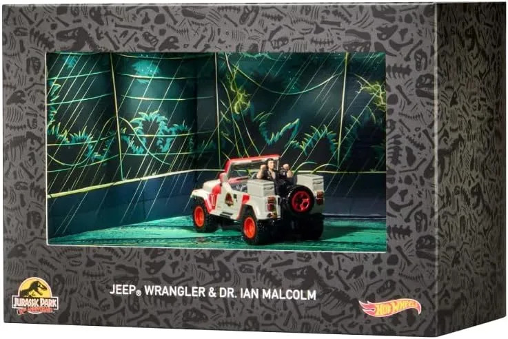 Hot Wheels Jurassic Park Jeep Wrangler & Dr. Ian Malcolm - SDCC2023 Comic Con Exclusive