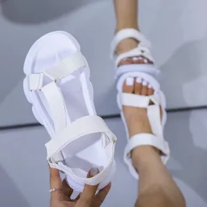 hulianfu Women's Sandals Fashion Casual Round Toe Flat Shoes Colorful Platform Comfort Roman Sandals Sandalia Ortopedica Feminina