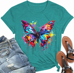 Hummingbird Shirt for Women Funny Women's Flower Graphic Tees Cute Bird Lover Short Sleeve Shirts ﻿
