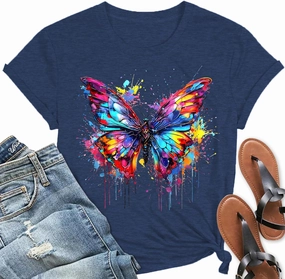 Hummingbird Shirt for Women Funny Women's Flower Graphic Tees Cute Bird Lover Short Sleeve Shirts ﻿