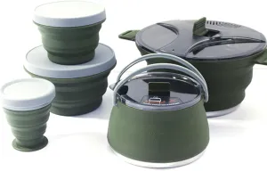 HXBER Folding Pot Set Portable Cooking Set Collapsible Cookware Set Outdoor Camping Cookware Set Compact