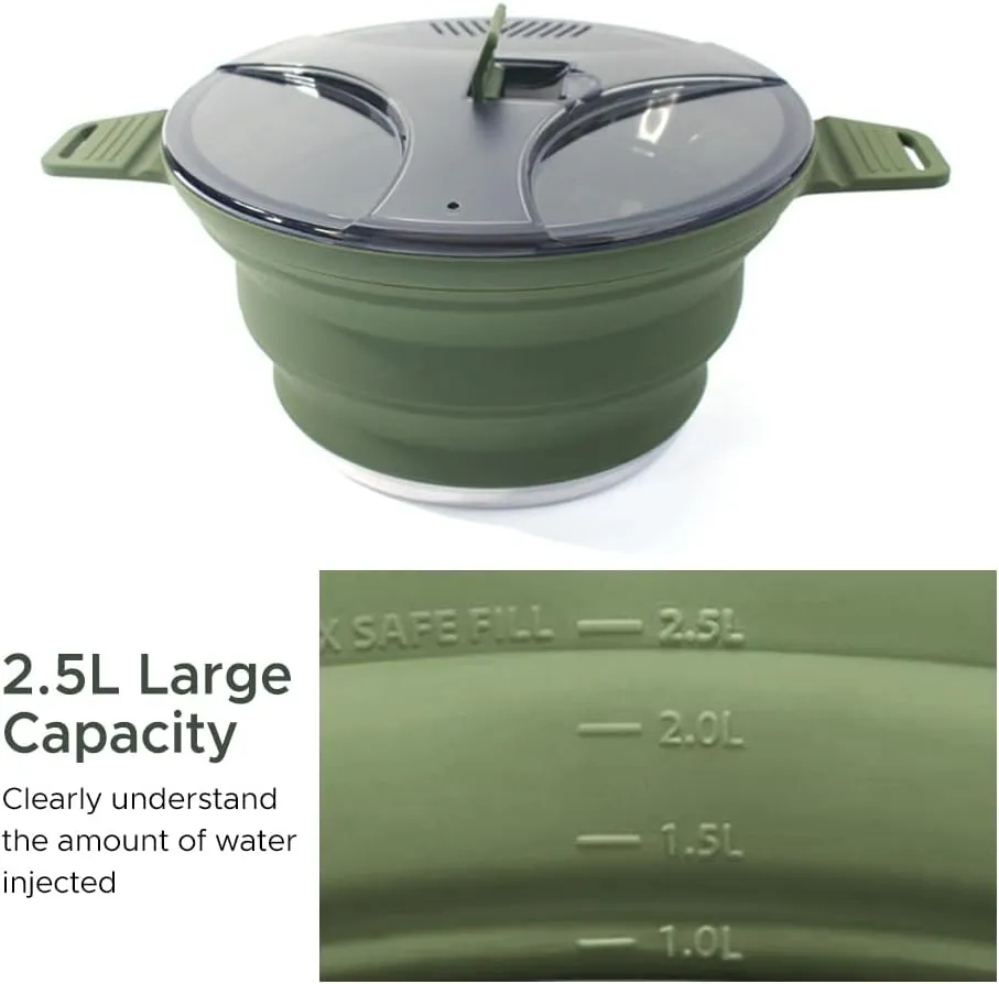 HXBER Folding Pot Set Portable Cooking Set Collapsible Cookware Set Outdoor Camping Cookware Set Compact