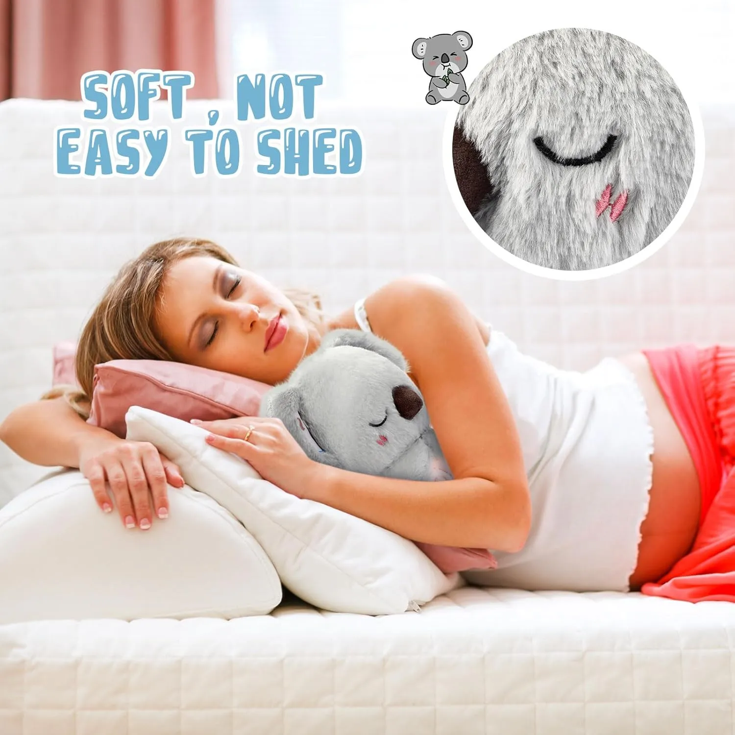 HyDren Breathing Stuffed Animal 9 inch Calming Soothers for Sleep Heartbeat Plush for Anxiety with Music Lights and Rhythmic Breathing Motion Anxiety Relief Portable Plush Sound Machine(Koala Bear)