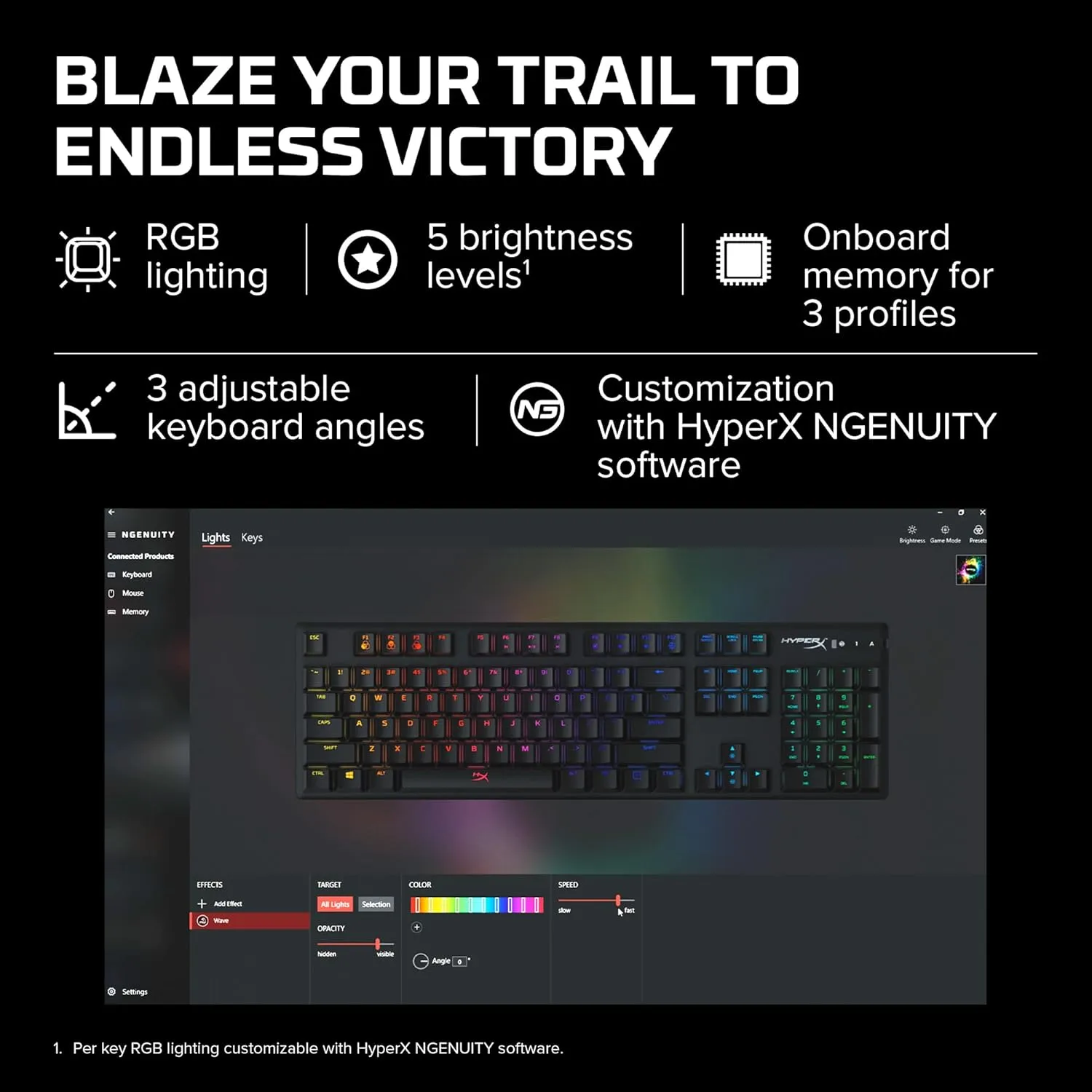 HyperX Alloy Origins - Mechanical Gaming Keyboard, Software-Controlled Light & Macro Customization, Compact Form Factor, RGB LED Backlit - Tactile HyperX Aqua Switch,Black