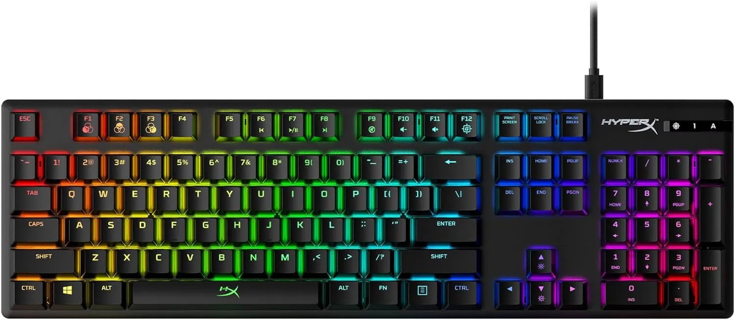HyperX Alloy Origins - Mechanical Gaming Keyboard, Software-Controlled Light & Macro Customization, Compact Form Factor, RGB LED Backlit - Tactile HyperX Aqua Switch,Black