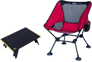 iClimb 1 Anti-Sinking Large Feet Chair and 1 Mini Folding Table Bundle, Ultralight Compact for Solo Person Outdoor Backpacking Camping Hiking Beach Concert