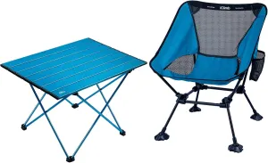 iClimb 1 Folding Table and 1 Anti-Sinking Large Feet Chair Bundle, Ultralight Compact for Adults Outdoor Backpacking Hiking Camping Beach Concert Motorcycling