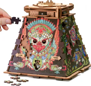 iDventure Cluepuzzle Pyramid of The Sun | Puzzle Box with Jigsaw Puzzle | Escape Room Game | Treasure Box | 3D Wooden Puzzle | Sequential Puzzles Puzzle Box Adults and 10  | Money Gift Box