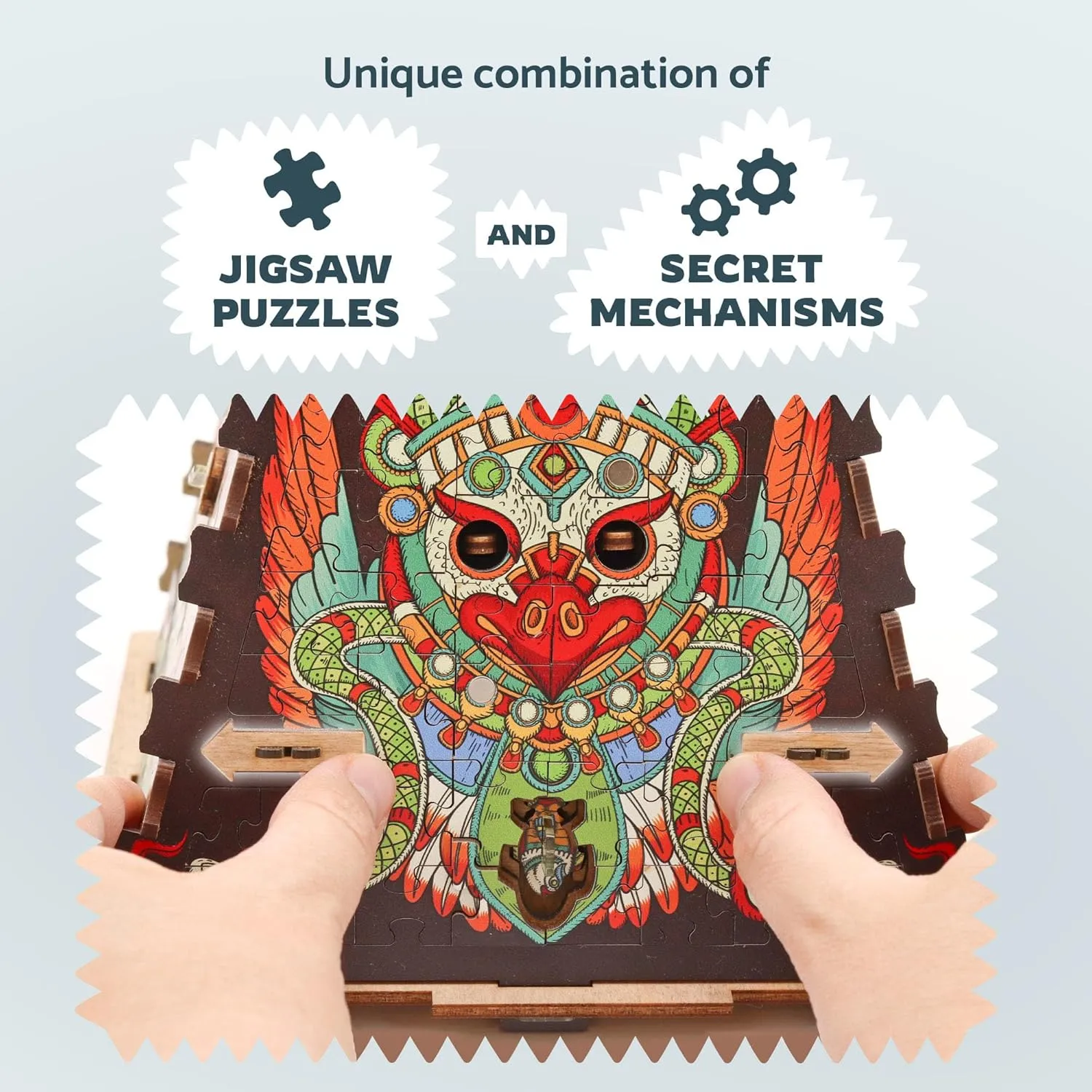 iDventure Cluepuzzle Pyramid of The Sun | Puzzle Box with Jigsaw Puzzle | Escape Room Game | Treasure Box | 3D Wooden Puzzle | Sequential Puzzles Puzzle Box Adults and 10  | Money Gift Box