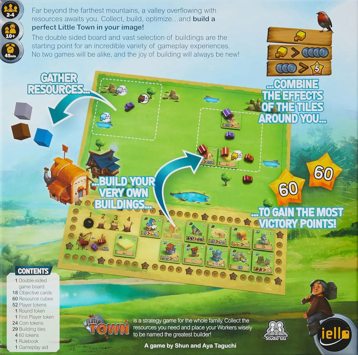 IELLO: Little Town, Strategy Board Game, Fun for The Whole Family, Tactical and Interactive, 45 Minute Play Time, 2 to 4 Players, Ages 10 and Up