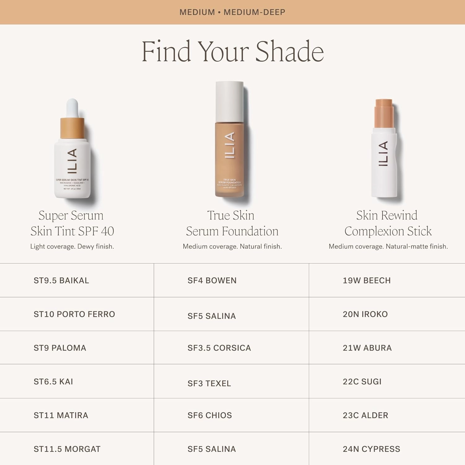 ILIA - True Skin Serum Foundation | Non-comedogenic, Cruelty-Free, Vegan, Weightless Feel, Buildable Coverage, Safe For Sensitive Skin (Chios SF6)