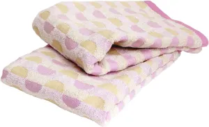 Imabari Towel, 2-Piece Bath Towel Set, Japanese Towels, Pink, 100% Cotton, Quick-Drying, Lightweight, Caribbean Pattern, Size: 23.6x45.6 inches