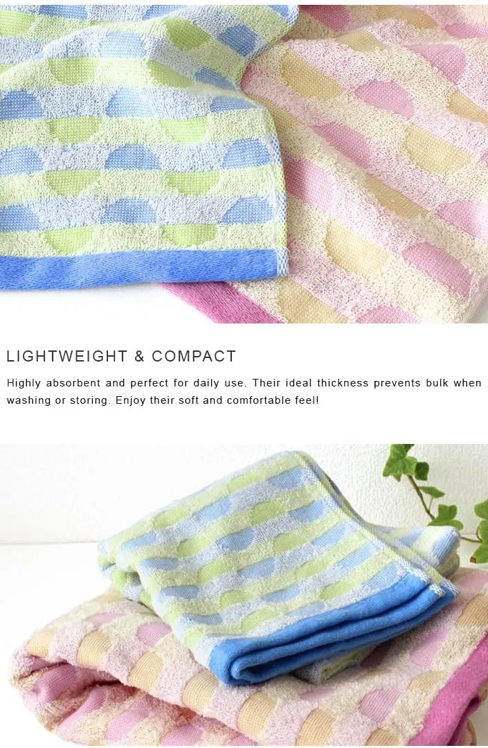 Imabari Towel, 2-Piece Bath Towel Set, Japanese Towels, Pink, 100% Cotton, Quick-Drying, Lightweight, Caribbean Pattern, Size: 23.6x45.6 inches
