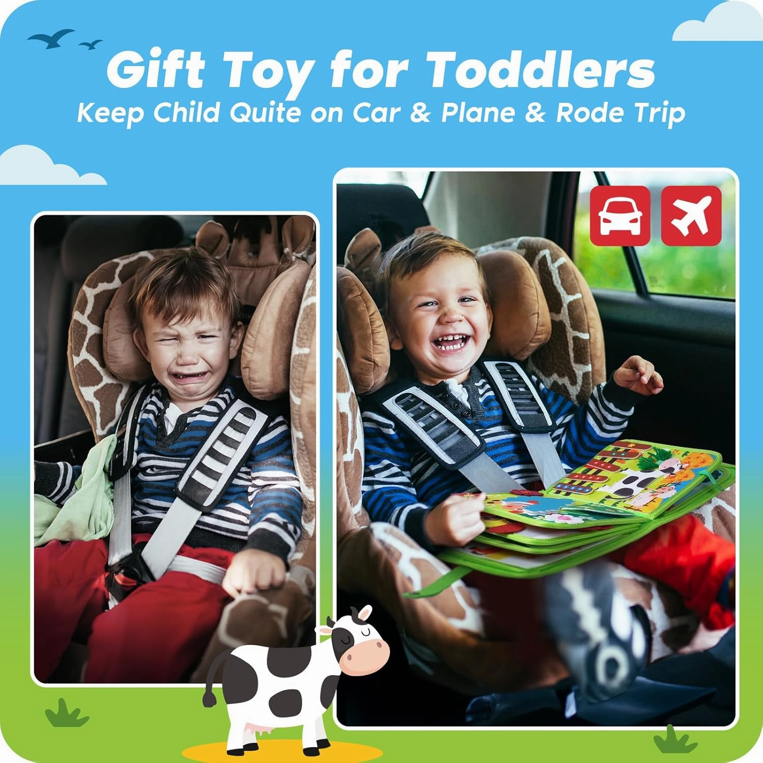 INKLAB Toddler Busy Board Ages 3, Learning Toys for 3  Year Old, Sensory Toys for Kids with Autism, Preschool Learning Activities, Kids Ages 3 , Activities Toy for Car Travel Airplane