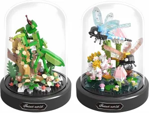 Insect Flowers Collection Building Set with Dust Cover, Animals Flower Plants Bug Botanical Set for Nature Decor, STEM Mini Bricks Birthday Gift for 12  Women Boys Girls