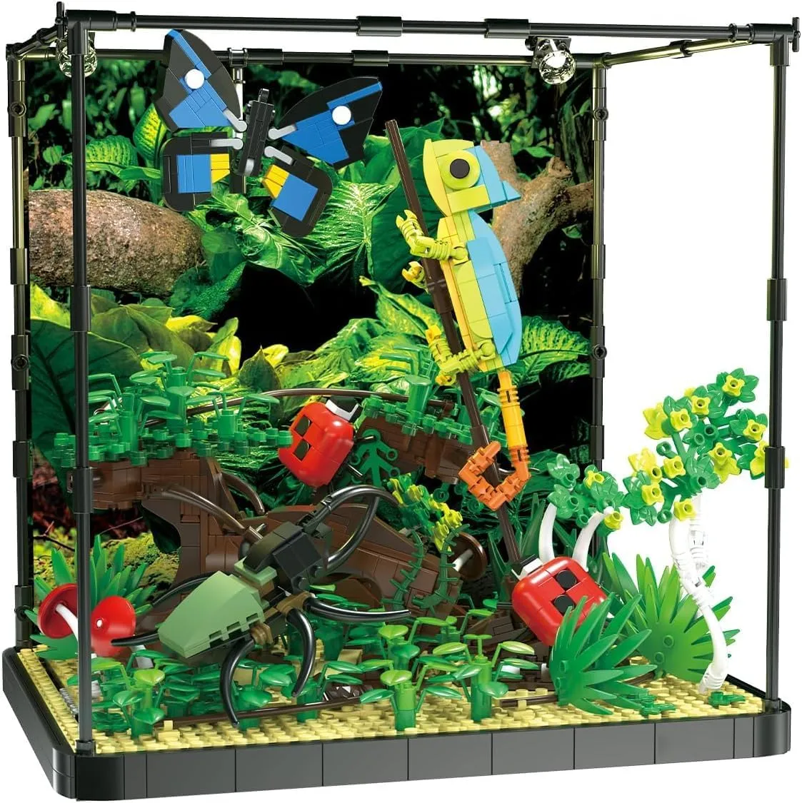 Insects Tropical Rainforest Building Sets for Adult,Animals Botanical Collection Toys with LED,Home Office Decor Model and Great Gift for Kids Boys 8 (1358PCS)