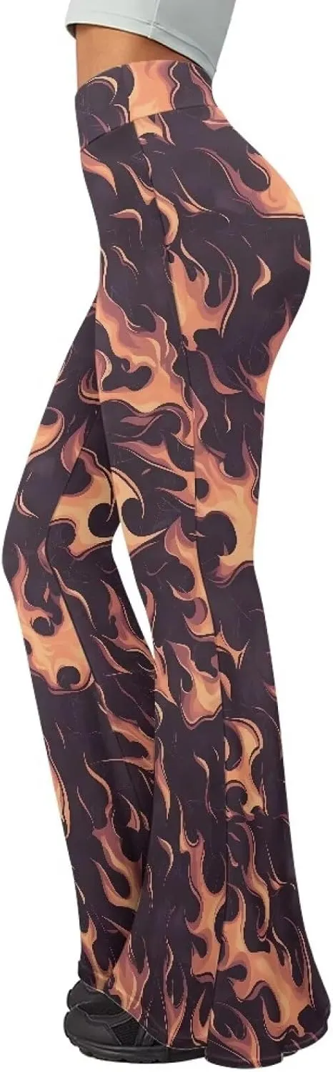 Irisjudy Tiger Print Bootleg Yoga Pants for Women Y2K Workout Sweatpants Casual Bell Bottom Trousers Flare Leggings for Women