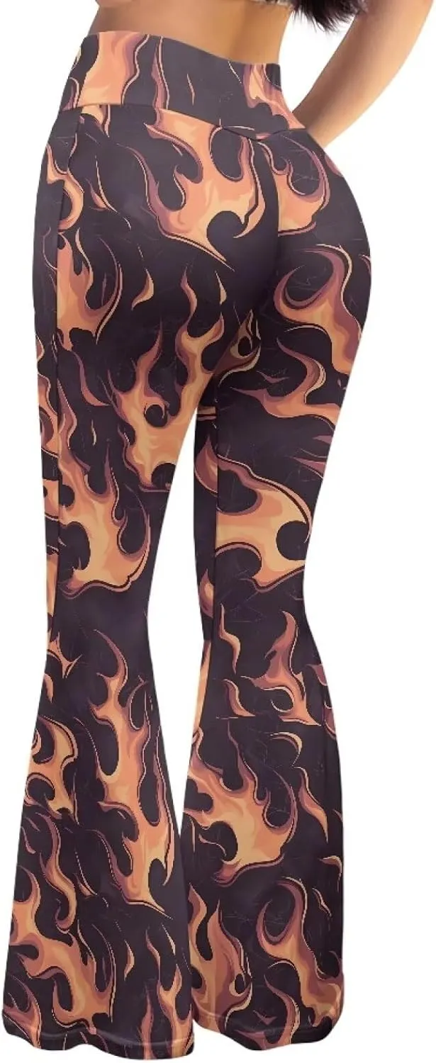 Irisjudy Tiger Print Bootleg Yoga Pants for Women Y2K Workout Sweatpants Casual Bell Bottom Trousers Flare Leggings for Women