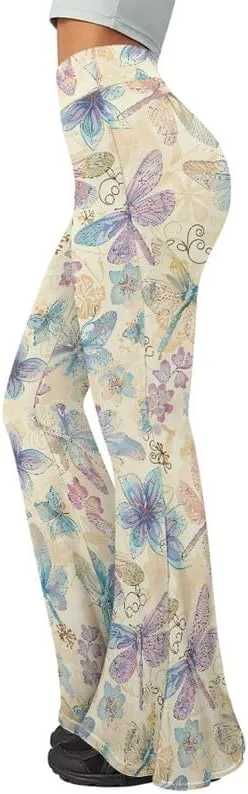 Irisjudy Women Work Leggings Snakeskin Bootcut Workout Pants, Color Flared Sweatpants Tummy Control Workout Bootleg Pants