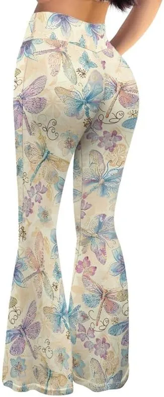 Irisjudy Women Work Leggings Snakeskin Bootcut Workout Pants, Color Flared Sweatpants Tummy Control Workout Bootleg Pants