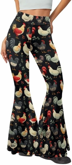 Irisjudy Boho Moroccan Women's Flare Pants Boho Bell Bottom Wide Leg Yoga Leggings Elastic Hippy Style Wide Leg Trousers