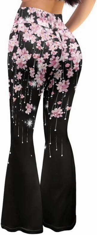 Irisjudy Women Flare Leggings Skulls Elastic High Waist Bootcut Yoga Pants Bell Bottom Camouflage Flared Sweatpants for Women