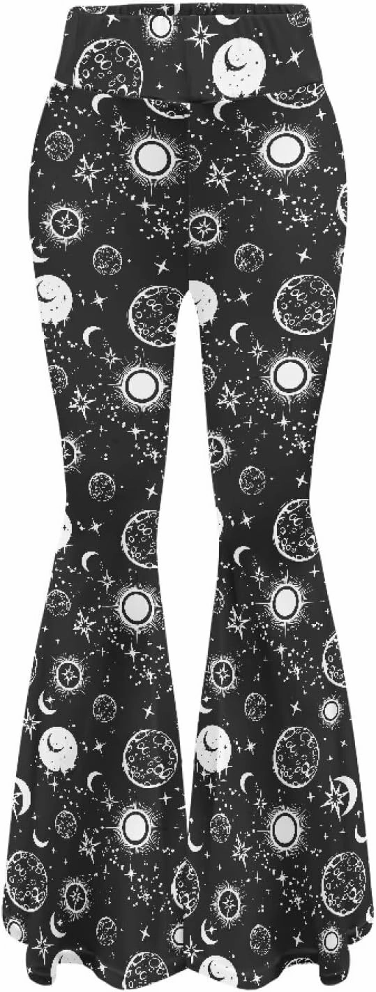 Irisjudy Women Flare Leggings Skulls Elastic High Waist Bootcut Yoga Pants Bell Bottom Camouflage Flared Sweatpants for Women