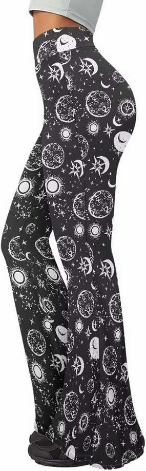 Irisjudy Women Flare Leggings Skulls Elastic High Waist Bootcut Yoga Pants Bell Bottom Camouflage Flared Sweatpants for Women