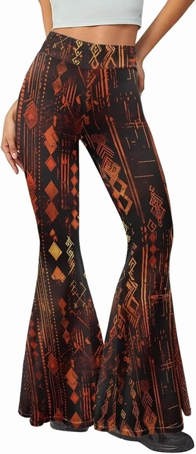 Irisjudy Women High Waist Fluid Color Workout Bootleg Pants Regular/Tall, Boho Floral Casual Flare Pants for Casual Work