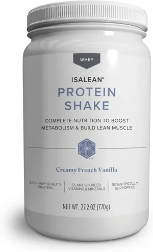 IsaLean Protein Shake - Complete Superfood Meal Replacement for Maintaining Healthy Weight and Lean Muscle Growth with 24 Vitamins and Minerals - 27.2 oz - 14 Meal Canister (Creamy French Vanilla) - Canister