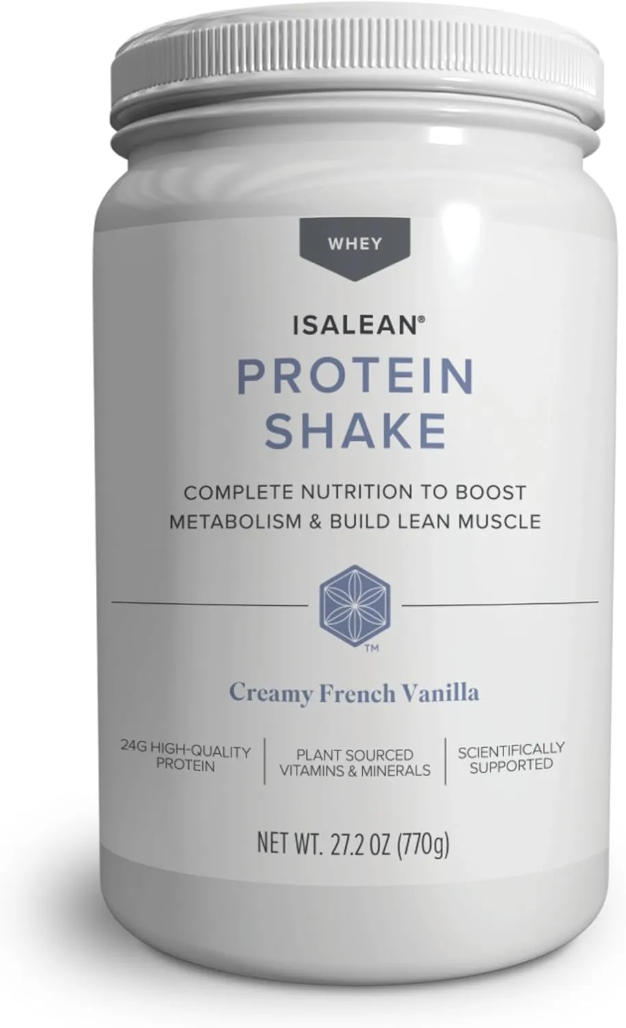 IsaLean Protein Shake - Complete Superfood Meal Replacement for Maintaining Healthy Weight and Lean Muscle Growth with 24 Vitamins and Minerals - 27.2 oz - 14 Meal Canister (Creamy French Vanilla) - Canister