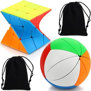 Ivy Cube 2 Pack Stickerless Mini Twist Ball Cube Toy Puzzles - Sturdy for Beginners & Skilled Players, 2 Styles