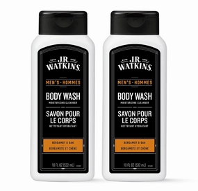 J.R. Watkins Body Wash Men's Bergamot & Oak, 18 fl oz, 2 Pack