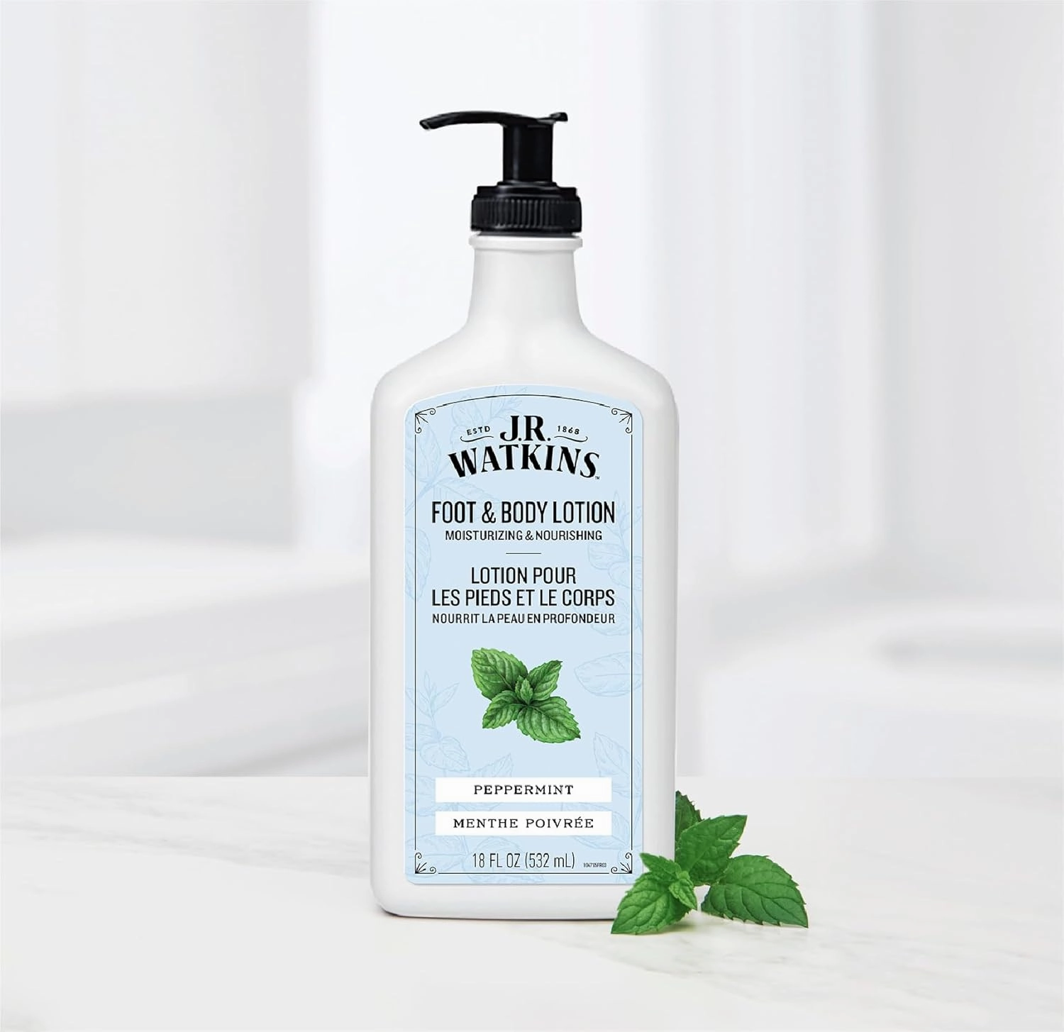 J.R. Watkins Daily Moisturizing Body Lotion, Peppermint, 18 fl oz, 2 Pack