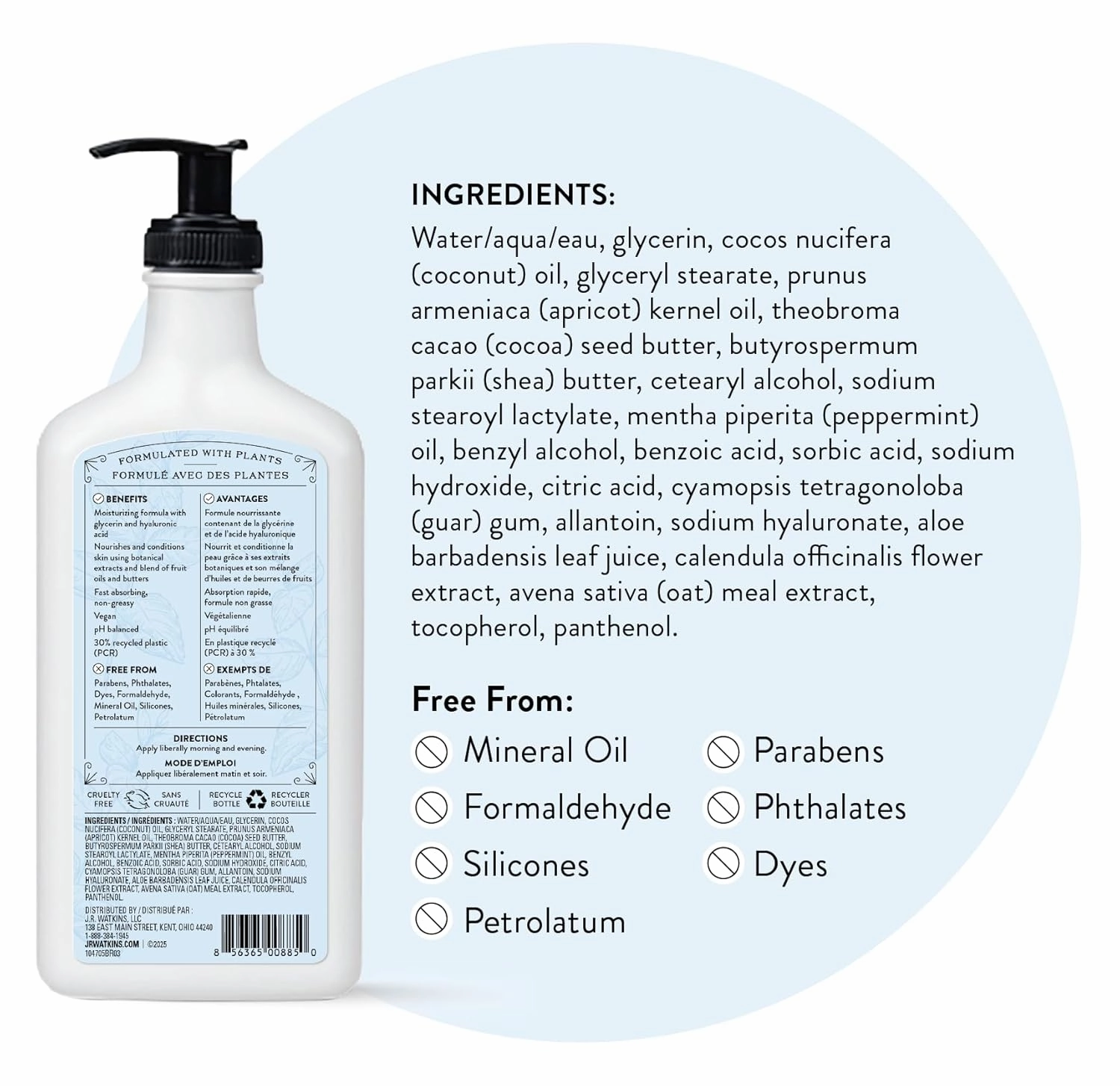 J.R. Watkins Daily Moisturizing Body Lotion, Peppermint, 18 fl oz, 2 Pack