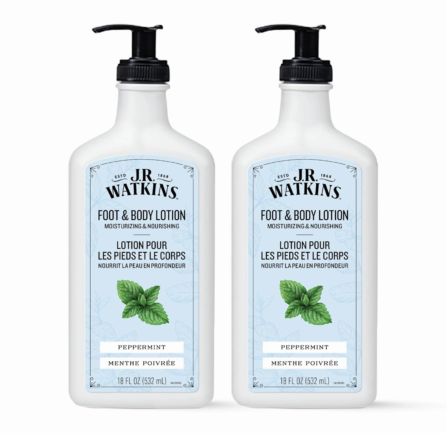 J.R. Watkins Daily Moisturizing Body Lotion, Peppermint, 18 fl oz, 2 Pack